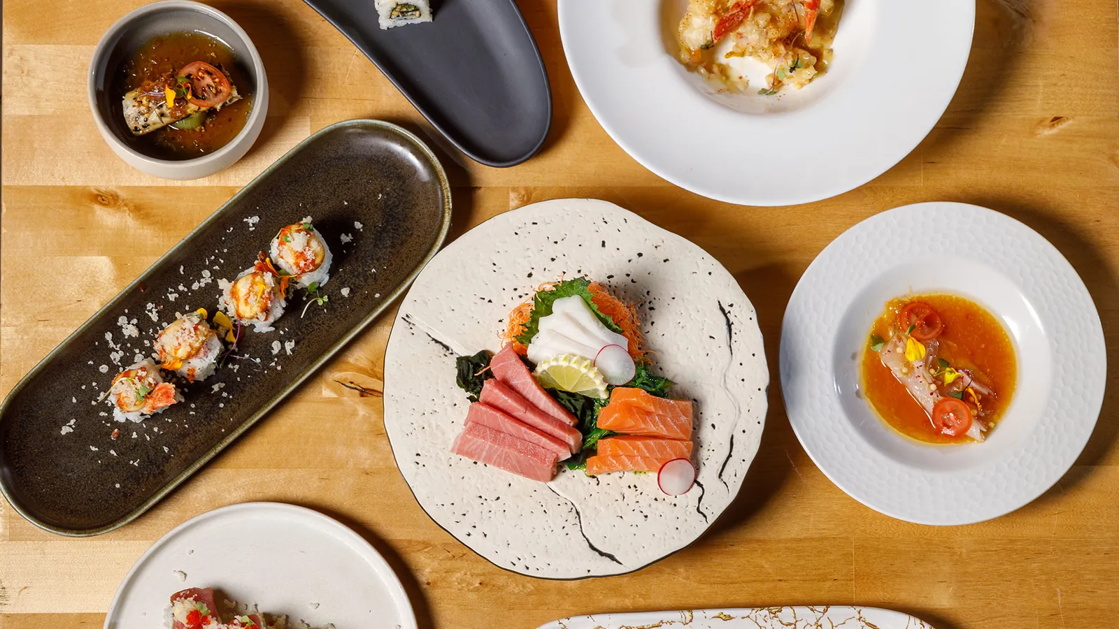 Mixed sushi and sashimi
