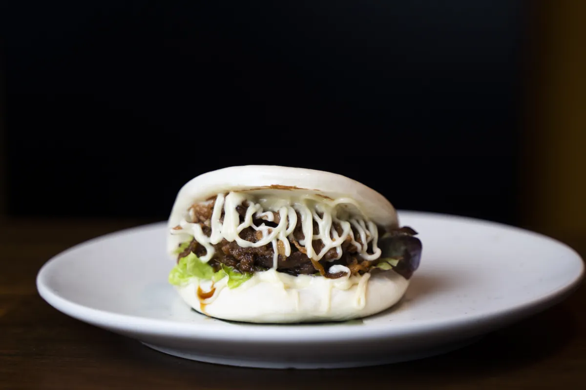 Pulled teriyaki pork rib bao